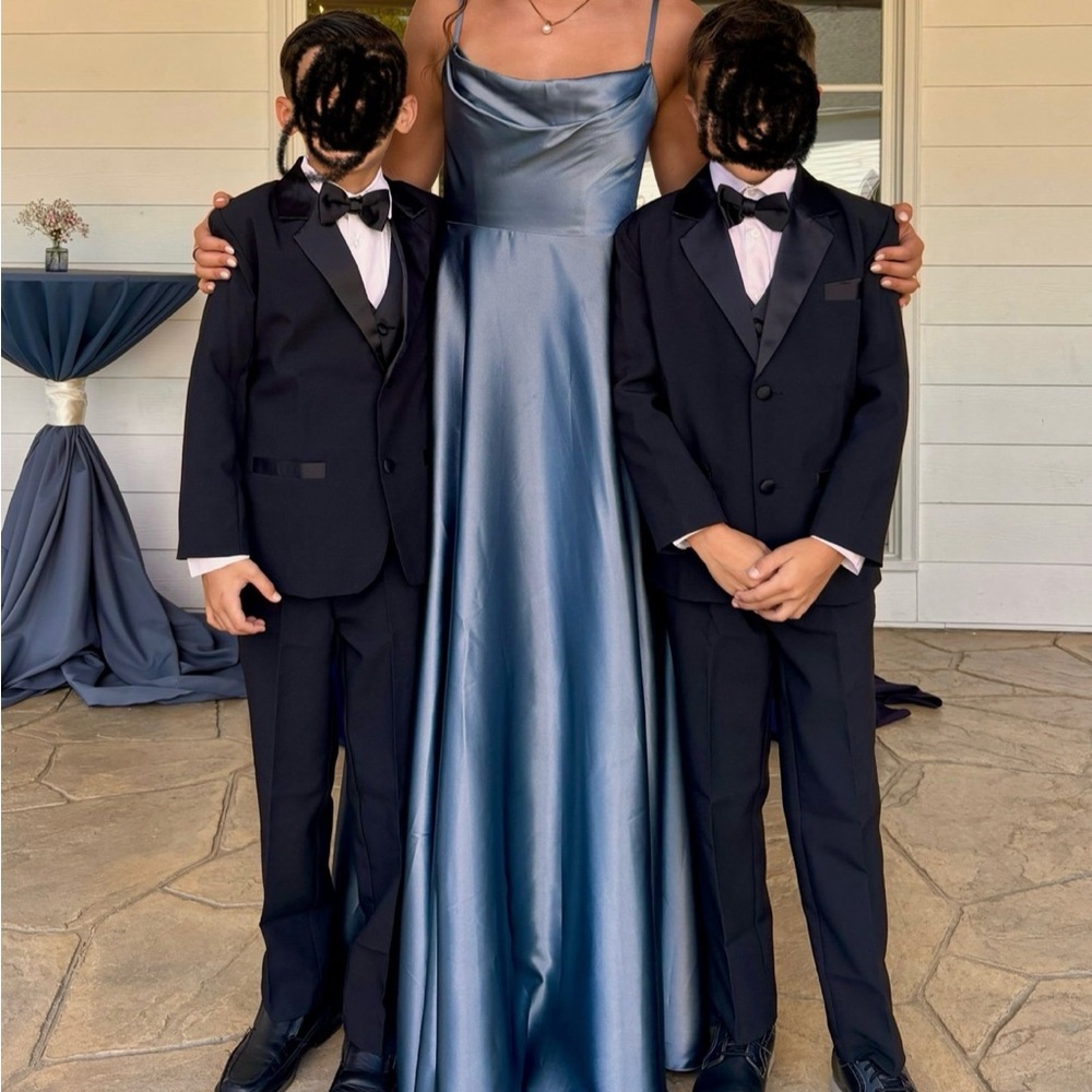 Azazie Blue Satin Bridesmaid/Formal/Prom Dress Size 6